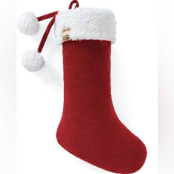 🆕NWT UGG Exclusive BLISS Holiday Classic Cherry Red Stockings with Pom Poms 🍒 - Picture 1 of 8